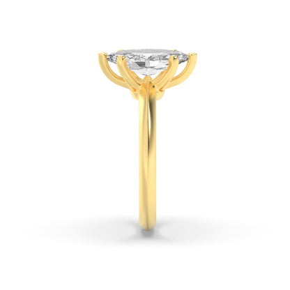 3CTW Marquise Shaped Lab Grown Diamond (F/VS) Knife Edge Shank Solitaire Engagement Ring in 14K Gold