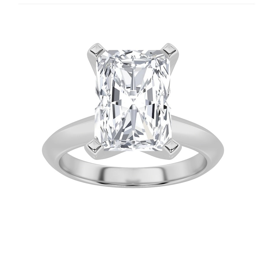 2CTW Radiant Shaped Lab Grown Diamond (F/VS) Knife Edge Shank Solitaire Engagement Ring in 14K Gold