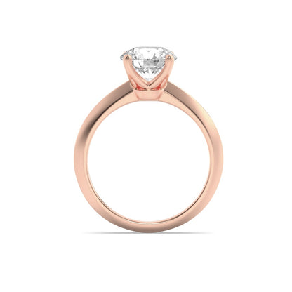 1CTW Round Shaped Lab Grown Diamond (F/VS) Knife Edge Shank Solitaire Engagement Ring in 14K Gold