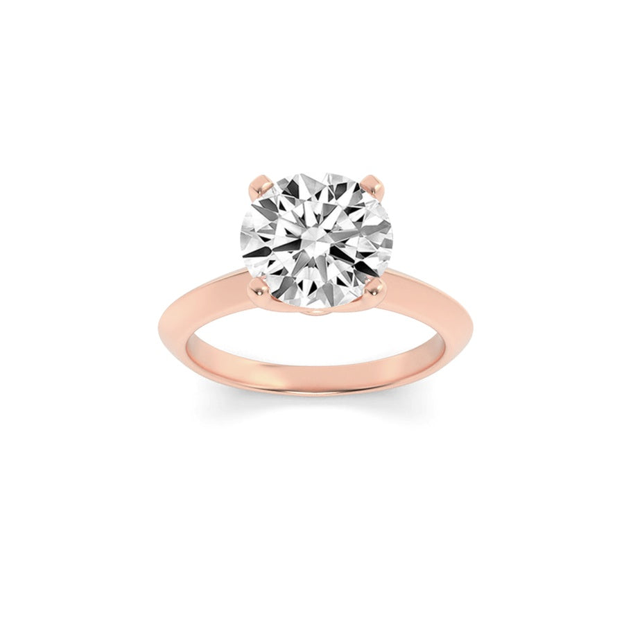 2CTW Round Shaped Lab Grown Diamond (F/VS) Knife Edge Shank Solitaire Engagement Ring in 14K Gold