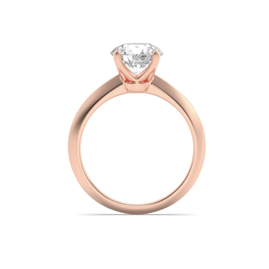 2CTW Round Shaped Lab Grown Diamond (F/VS) Knife Edge Shank Solitaire Engagement Ring in 14K Gold