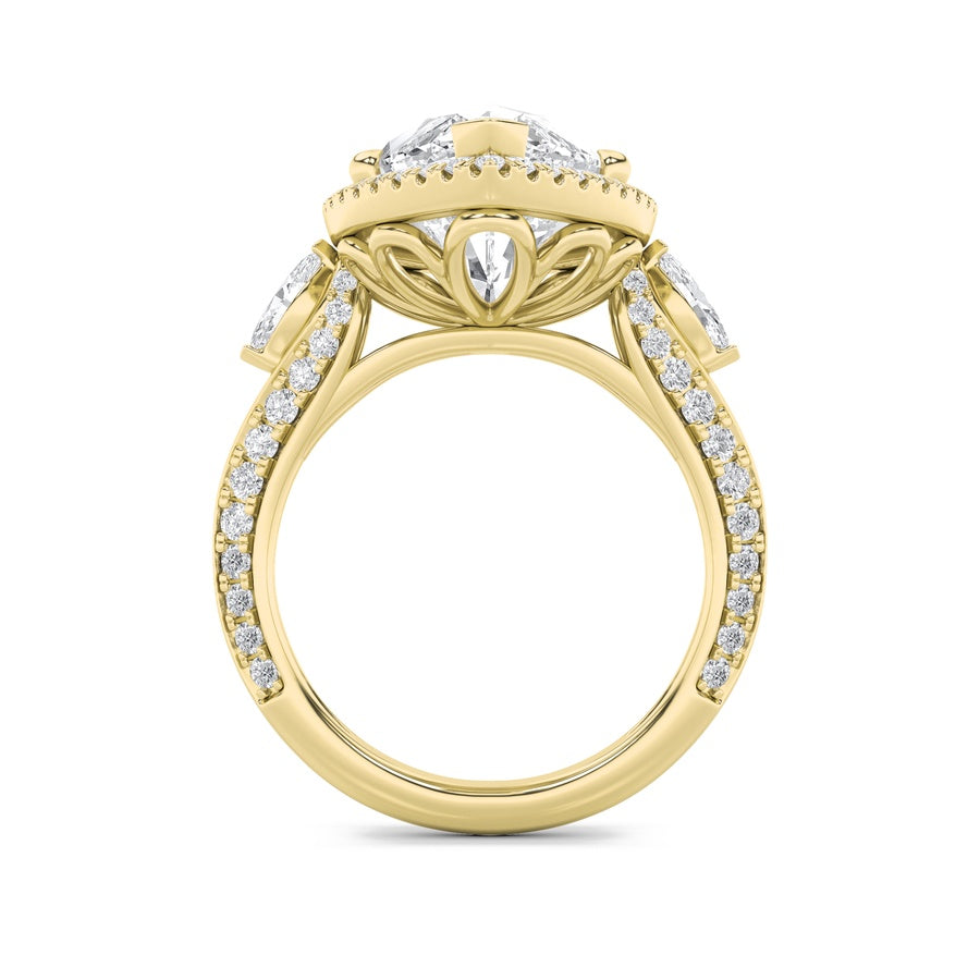 9CTW Marquise Shaped Lab Grown Diamond (F/VS) Bold Statement Accented  Ring in 14K Gold