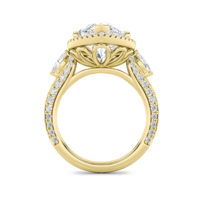 9CTW Marquise Shaped Lab Grown Diamond (F/VS) Bold Statement Accented  Ring in 14K Gold