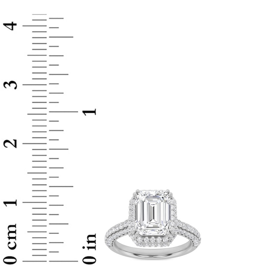 3CTW Radiant Shaped Lab Grown Diamond (F/VS) Halo Accented Engagement Ring in 14K Gold