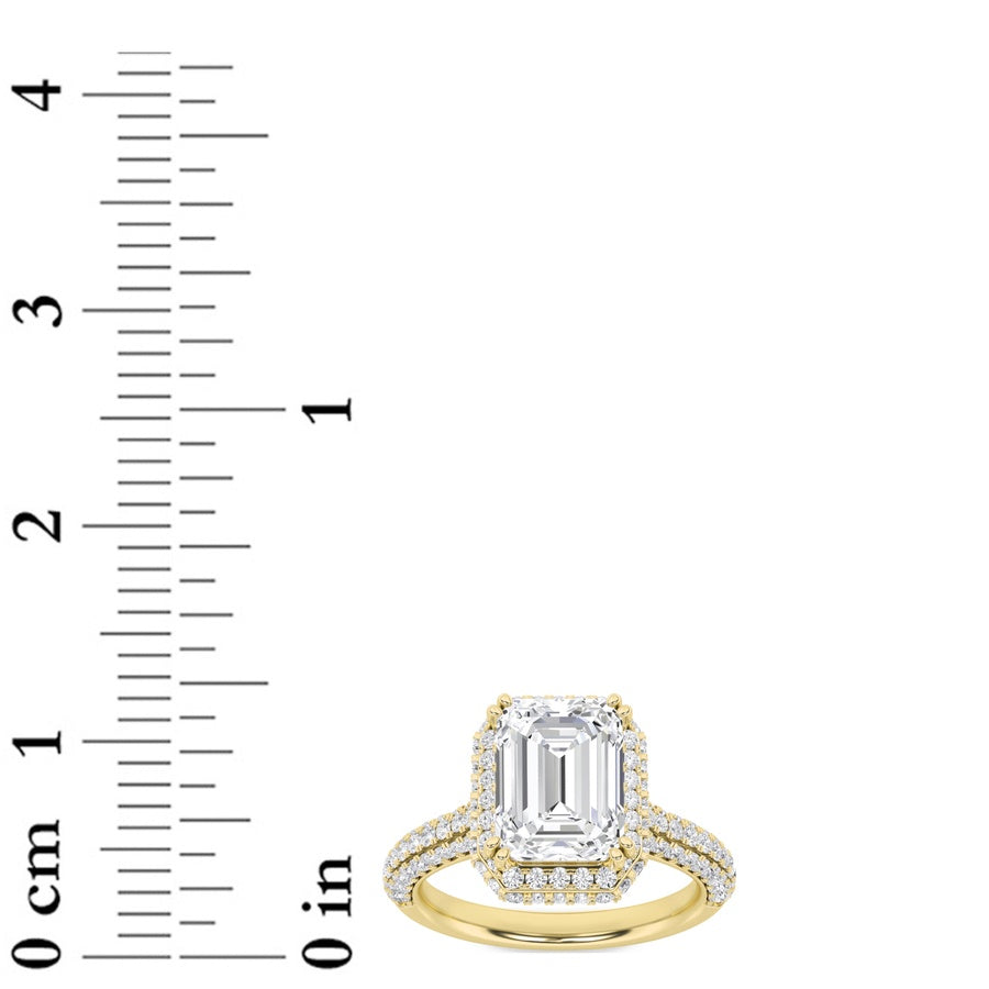 3CTW Radiant Shaped Lab Grown Diamond (F/VS) Halo Accented Engagement Ring in 14K Gold
