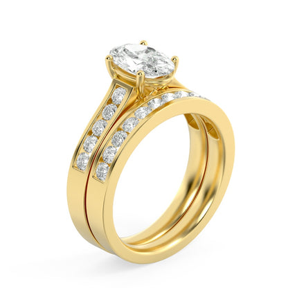 2CTW Oval Shaped Lab Grown Diamond (G/VS) Channel Set Bridal Engagement Ring in 10K Gold