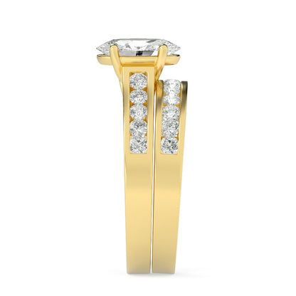 2CTW Oval Shaped Lab Grown Diamond (G/VS) Channel Set Bridal Engagement Ring in 10K Gold