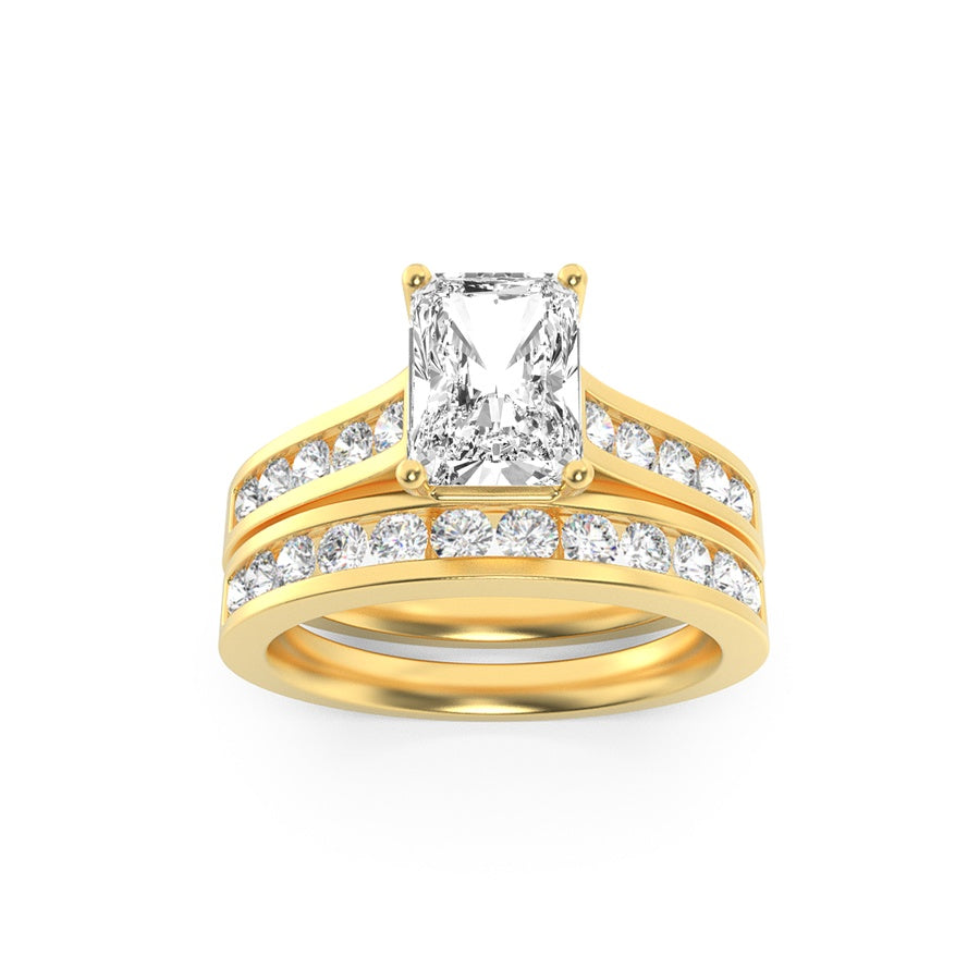 2CTW Radiant Shaped Lab Grown Diamond (G/VS) Channel Set Bridal Engagement Ring in 10K Gold