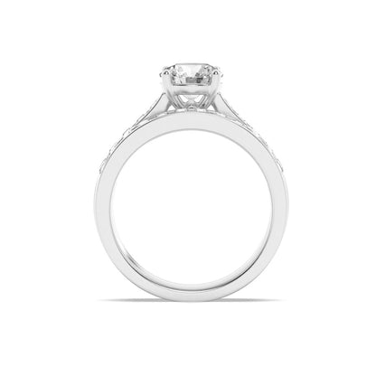 2CTW Round Shaped Lab Grown Diamond (F/VS) Channel Set Bridal Engagement Ring in 14K Gold