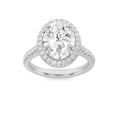 2.5CTW Oval Shaped Lab Grown Diamond (F/VS) Classic Halo Accented Engagement Ring in 14K Gold