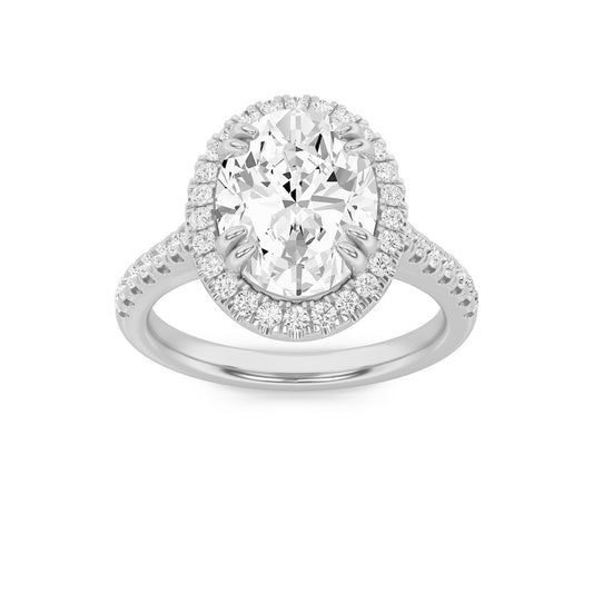 2.5CTW Oval Shaped Lab Grown Diamond (F/VS) Classic Halo Accented Engagement Ring in 14K Gold