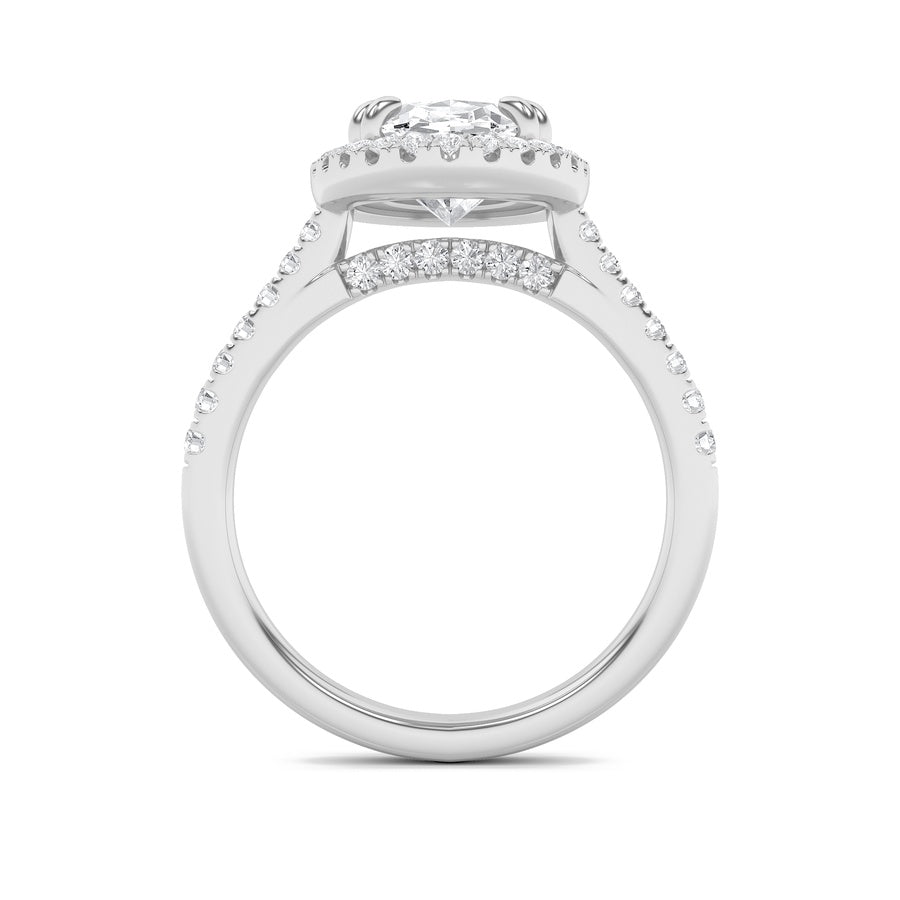 3CTW Oval Shaped Lab Grown Diamond (F/VS) Classic Halo Accented Engagement Ring in 14K Gold