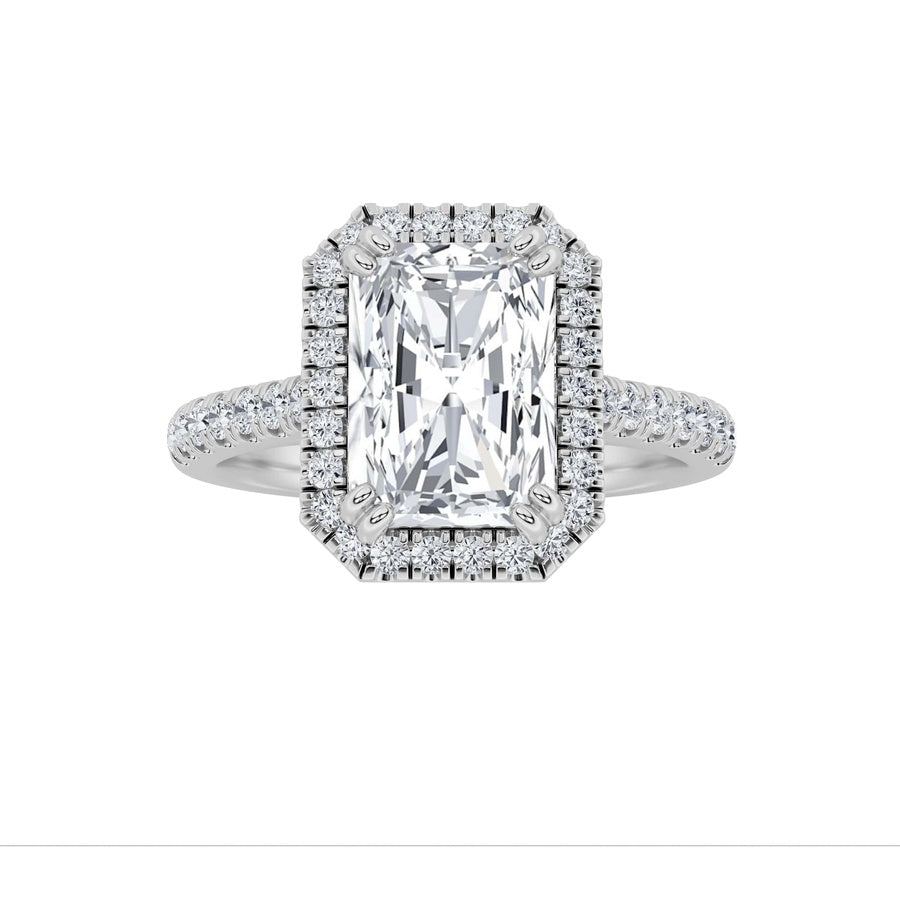 3CTW Radiant Shaped Lab Grown Diamond (F/VS) Classic Halo Accented Engagement Ring in 14K Gold