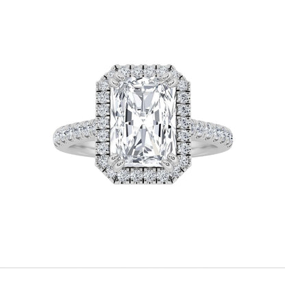 3CTW Radiant Shaped Lab Grown Diamond (F/VS) Classic Halo Accented Engagement Ring in 14K Gold