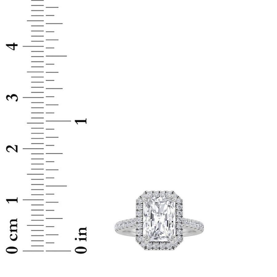 3CTW Radiant Shaped Lab Grown Diamond (F/VS) Classic Halo Accented Engagement Ring in 14K Gold