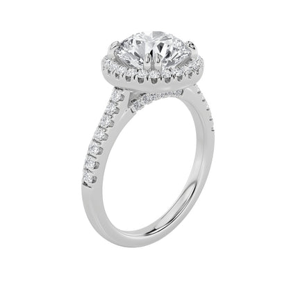 3CTW Round Shaped Lab Grown Diamond (F/VS) Classic Halo Accented Engagement Ring in 14K Gold