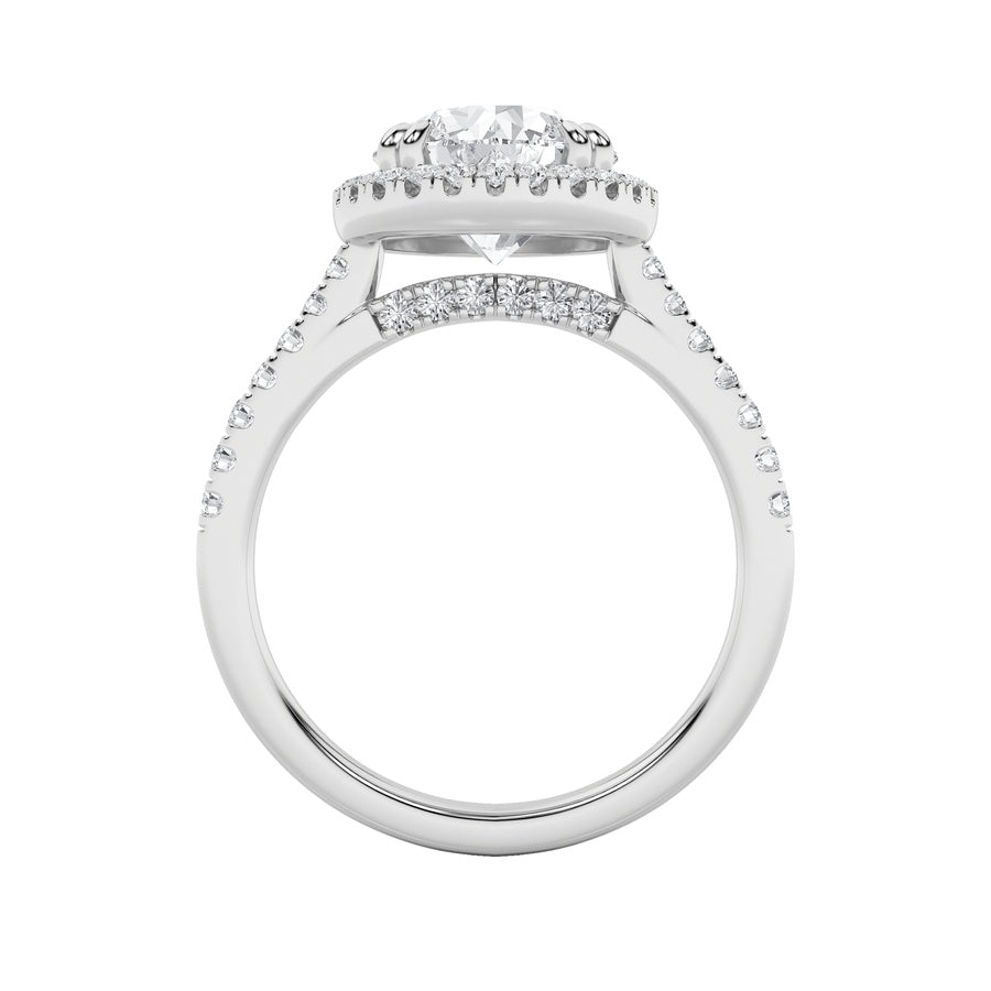 3CTW Round Shaped Lab Grown Diamond (F/VS) Classic Halo Accented Engagement Ring in 14K Gold