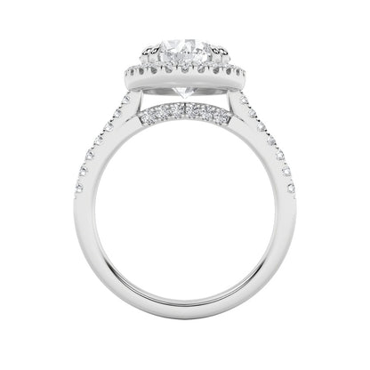 3CTW Round Shaped Lab Grown Diamond (F/VS) Classic Halo Accented Engagement Ring in 14K Gold