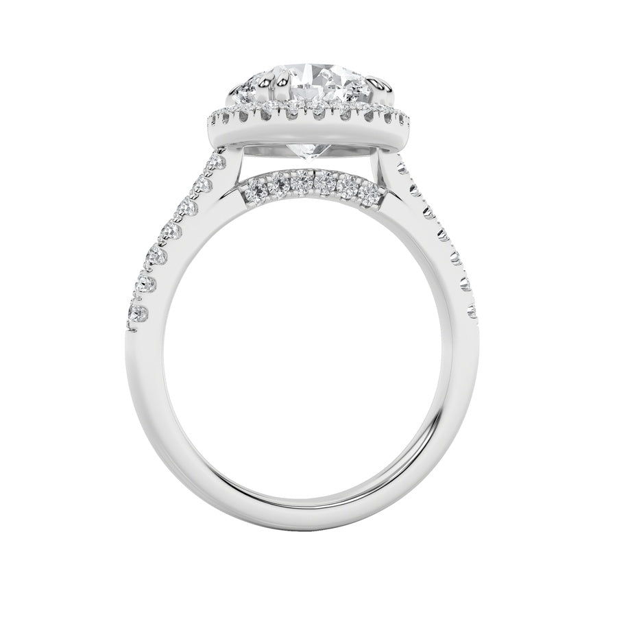 3CTW Round Shaped Lab Grown Diamond (F/VS) Classic Halo Accented Engagement Ring in 14K Gold