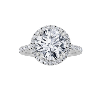 5CTW Round Shaped Lab Grown Diamond (F/VS) Classic Halo Accented Engagement Ring in 14K Gold