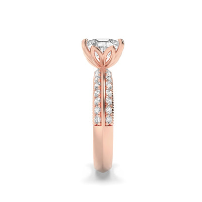 1.75CTW Elongated Cushion Shaped Lab Grown Diamond (F/VS) Three Row Micro Pave Engagement Ring in 14K Gold