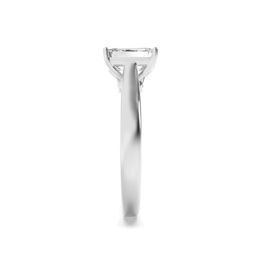 2CTW Emerald Shaped Lab Grown Diamond (G/VS) Accented Bridge Shank Engagement Ring in 14K Gold