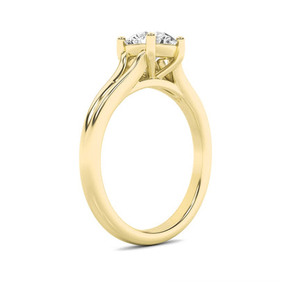 2CTW Round Shaped Lab Grown Diamond (F/VS) Split Shank Solitaire Engagement Ring in 14K Gold