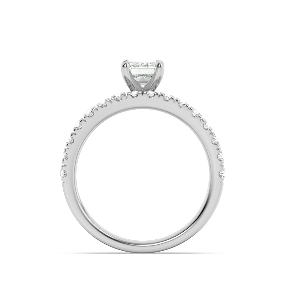 2CTW Emerald Shaped Lab Grown Diamond (F/VS) Classic Accented  Set With Band and Engagement Ring in 14K Gold
