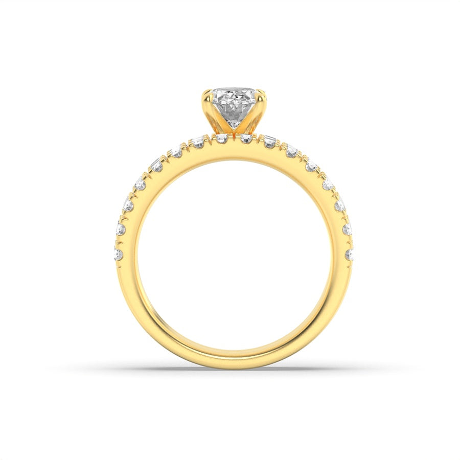 2CTW Oval Shaped Lab Grown Diamond (F/VS) Classic Accented  Set With Band and Engagement Ring in 14K Gold