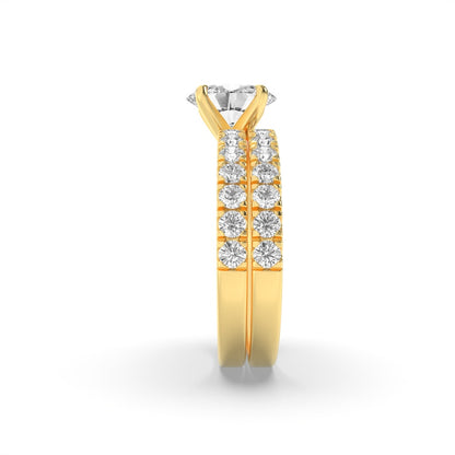 2CTW Oval Shaped Lab Grown Diamond (F/VS) Classic Accented  Set With Band and Engagement Ring in 14K Gold