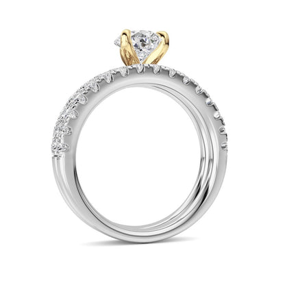 2CTW Pear Shaped Lab Grown Diamond (F/VS) Classic Accented  Set With Band and Engagement Ring in 14K Gold