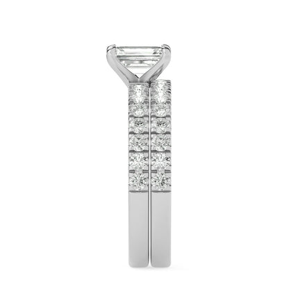 2CTW Radiant Shaped Lab Grown Diamond (F/VS) Classic Accented Set With Band and Engagement Ring in 14K Gold