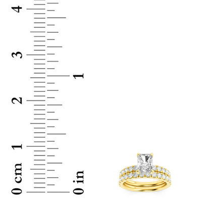 2CTW Radiant Shaped Lab Grown Diamond (F/VS) Classic Accented Set With Band and Engagement Ring in 14K Gold