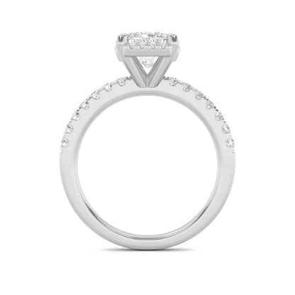 2CTW Radiant Shaped Lab Grown Diamond (F/VS) Halo Accented Engagement Ring in 14K Gold