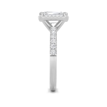 2CTW Radiant Shaped Lab Grown Diamond (F/VS) Halo Accented Engagement Ring in 14K Gold