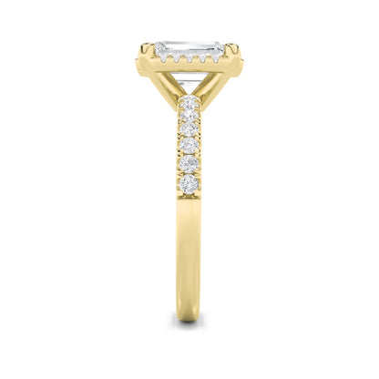 2CTW Radiant Shaped Lab Grown Diamond (F/VS) Halo Accented Engagement Ring in 14K Gold