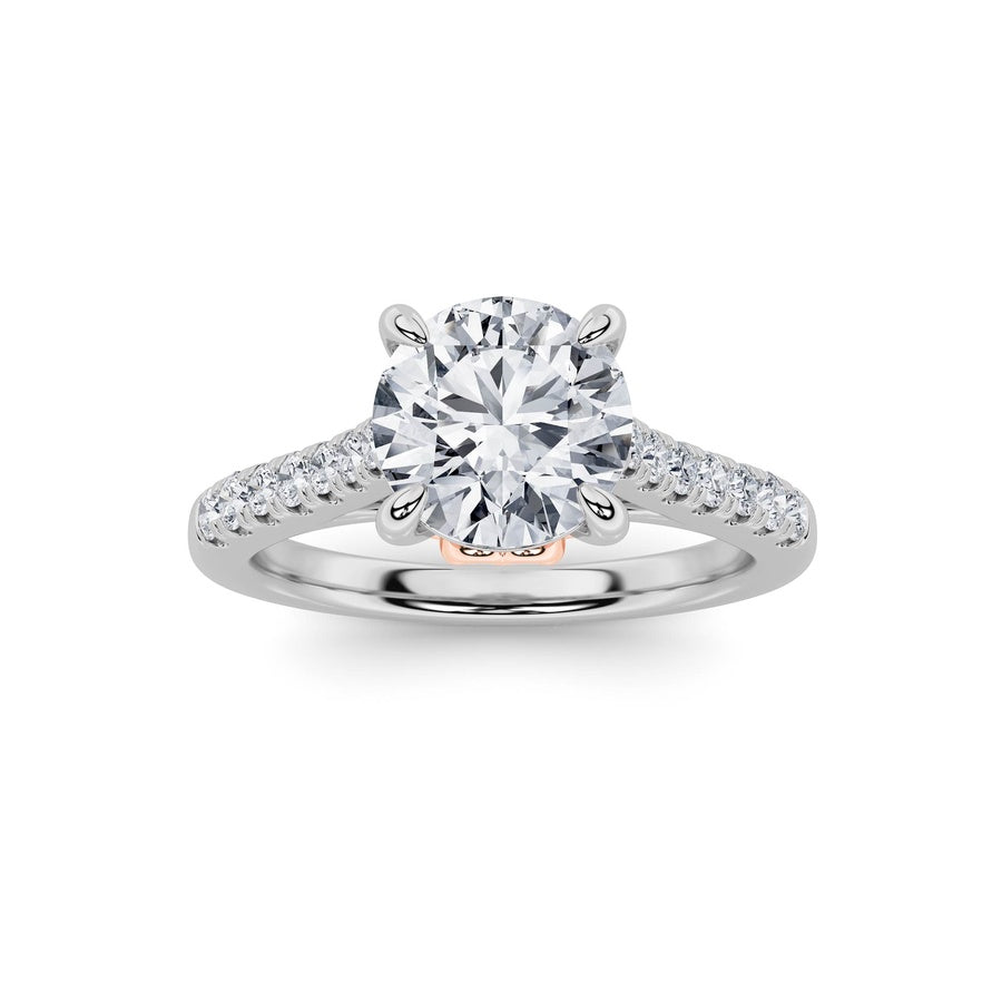 2.5CTW Round Shaped Lab Grown Diamond (F/VS) Petite Shank Accented Engagement Ring in 14K Gold