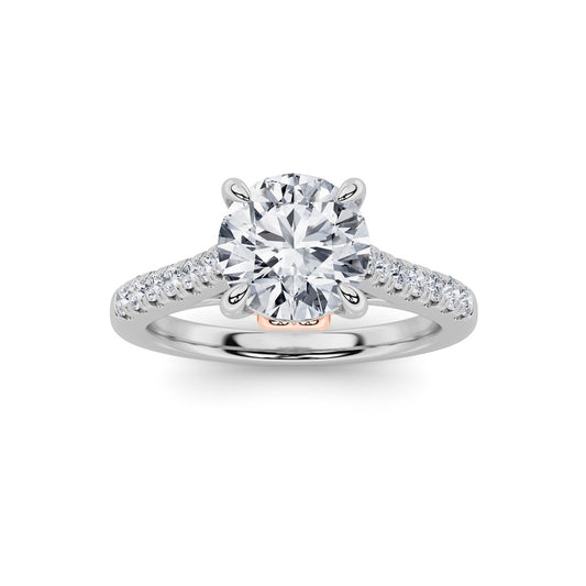 2.5CTW Round Shaped Lab Grown Diamond (F/VS) Petite Shank Accented Engagement Ring in 14K Gold
