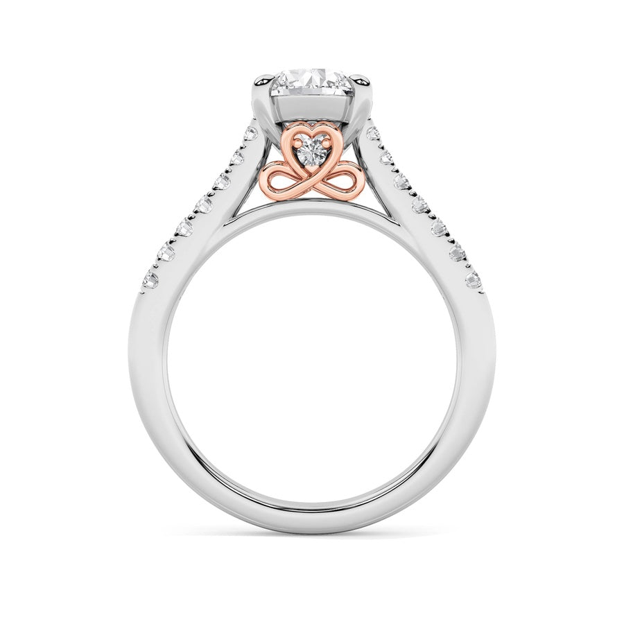 2.5CTW Round Shaped Lab Grown Diamond (F/VS) Petite Shank Accented Engagement Ring in 14K Gold