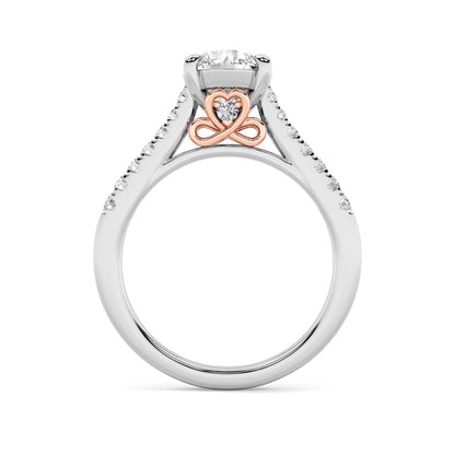 2.5CTW Round Shaped Lab Grown Diamond (F/VS) Petite Shank Accented Engagement Ring in 14K Gold