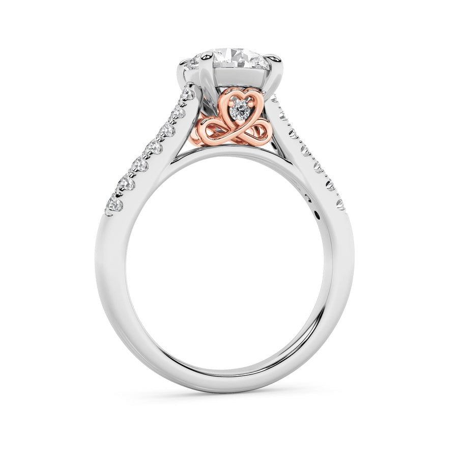 2.5CTW Round Shaped Lab Grown Diamond (F/VS) Petite Shank Accented Engagement Ring in 14K Gold