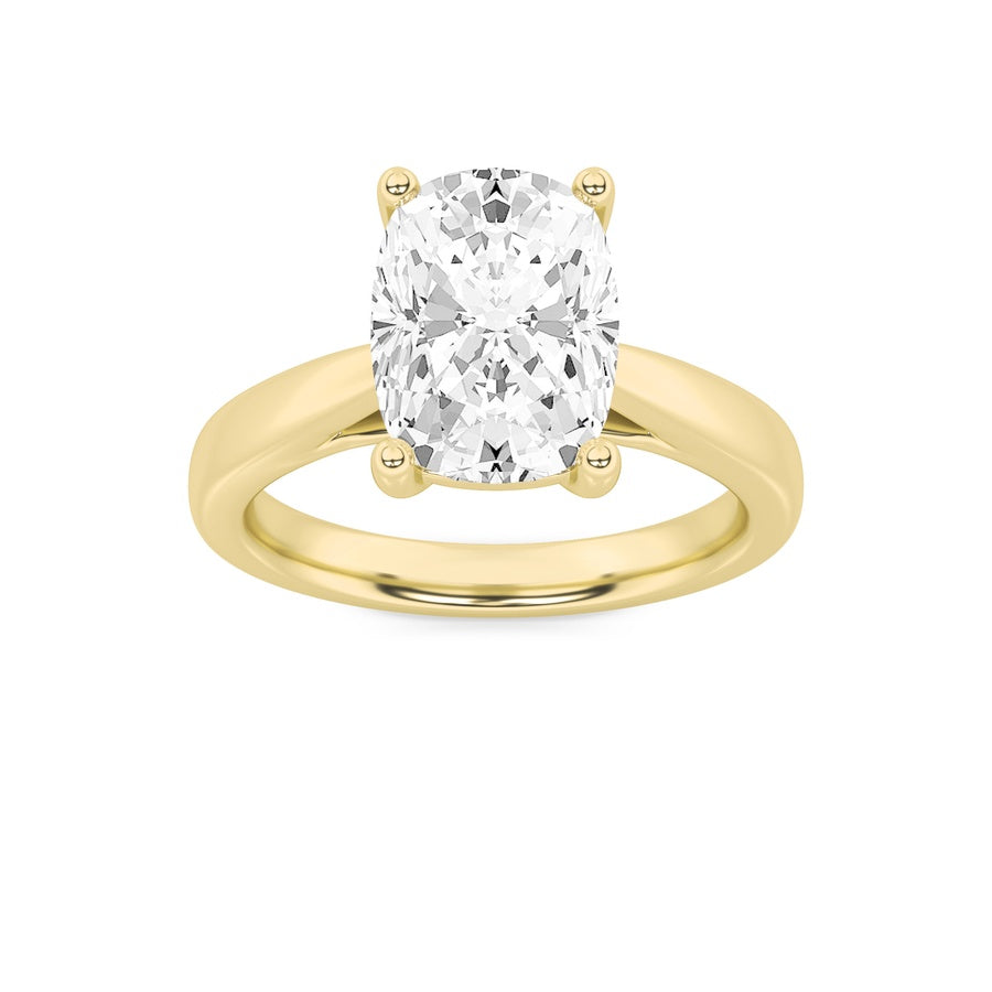 2CTW Elongated Cushion Shaped Lab Grown Diamond (G/VS) Classic Shank Solitaire Engagement Ring in 14K Gold