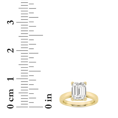 2CTW Emerald Shaped Lab Grown Diamond (F/VS) Classic Shank Solitaire Engagement Ring in 14K Gold