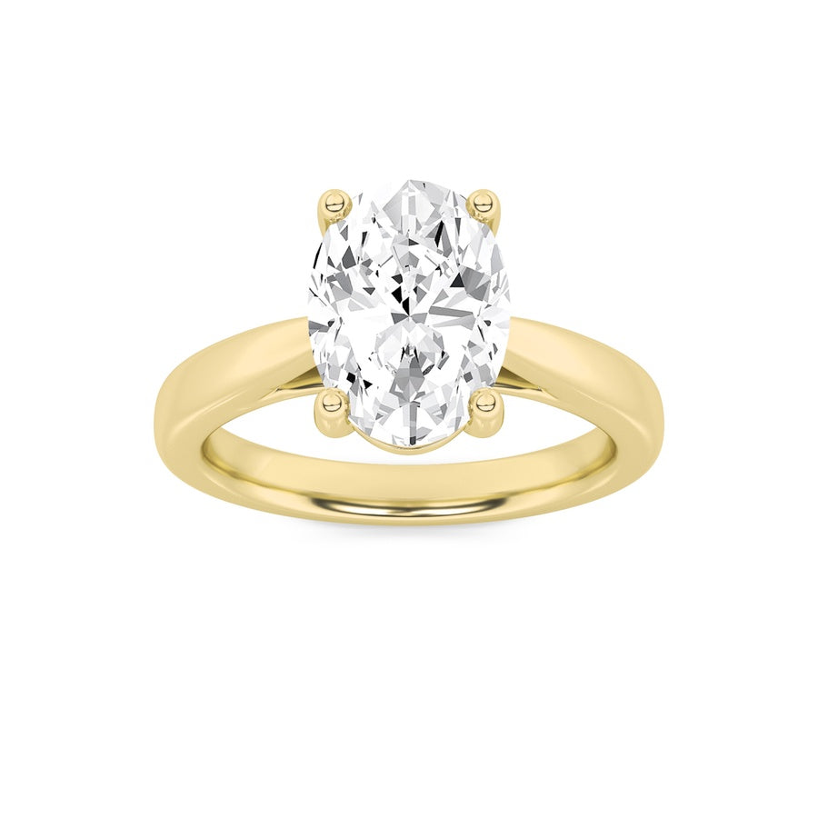 2CTW Oval Shaped Lab Grown Diamond (F/VS) Classic Shank Solitaire Engagement Ring in 14K Gold