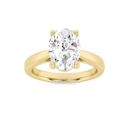 2CTW Oval Shaped Lab Grown Diamond (F/VS) Classic Shank Solitaire Engagement Ring in 14K Gold