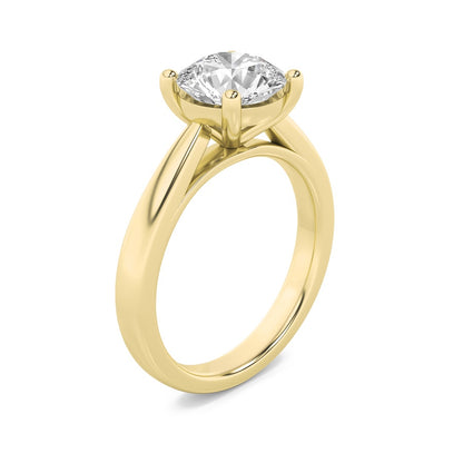 2CTW Round Shaped Lab Grown Diamond (F/VS) Classic Shank Solitaire Engagement Ring in 14K Gold
