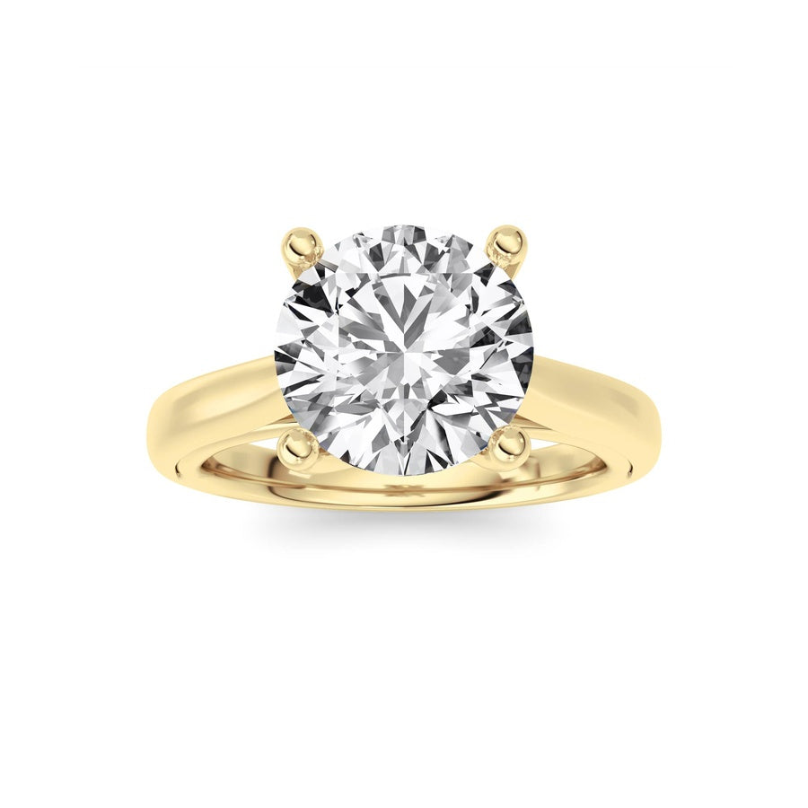 2CTW Round Shaped Lab Grown Diamond (F/VS) Cathedral Shank Engagement Ring in 14K Yellow Gold