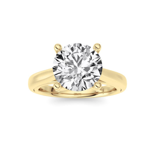 2CTW Round Shaped Lab Grown Diamond (F/VS) Cathedral Shank Engagement Ring in 14K Yellow Gold