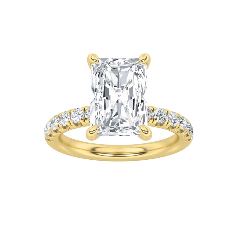2CTW Radiant Shaped Lab Grown Diamond (F/VS) Hidden Halo Accented Ring in 14K Gold