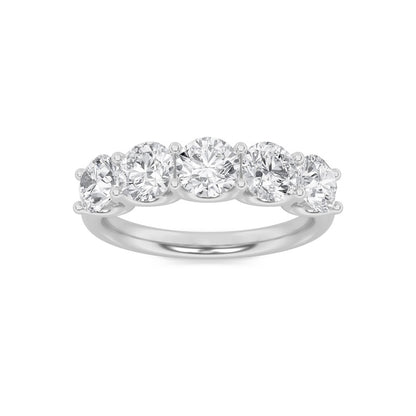 2CTW Round Shaped Lab Grown Diamond (F/VS) Five Stone Band Ring in 14K Gold